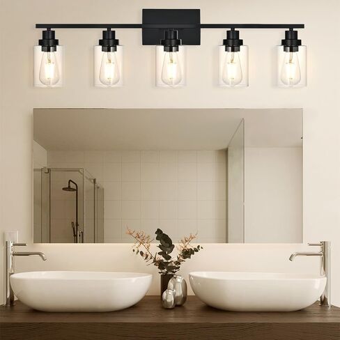 6-Light Bathroom Vanity Lights Brushed Nickel Bathroom Lighting Fixtures over Mirror with Clear Glass Shade, Modern Bathroom Wall Light Vanity Lighting Fixtures For Bathoom Bedroom Living Room in Saudi Arabia