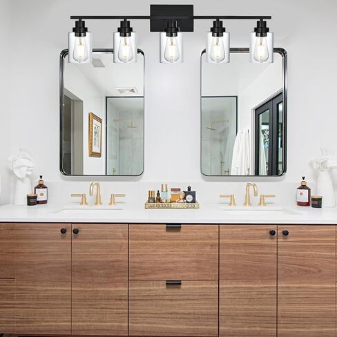 6-Light Bathroom Vanity Lights Brushed Nickel Bathroom Lighting Fixtures over Mirror with Clear Glass Shade, Modern Bathroom Wall Light Vanity Lighting Fixtures For Bathoom Bedroom Living Room in Saudi Arabia