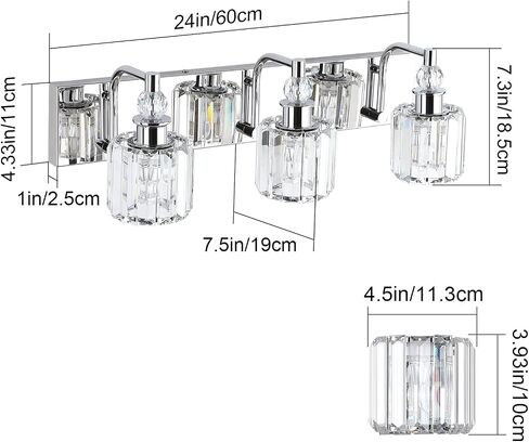 Ralbay Crystal Black Vanity Light Fixtures 5 Light Crystal Bathroom Light Fixtures Over Long Mirror Modern Matte Black Bath Wall Lights in Kuwait