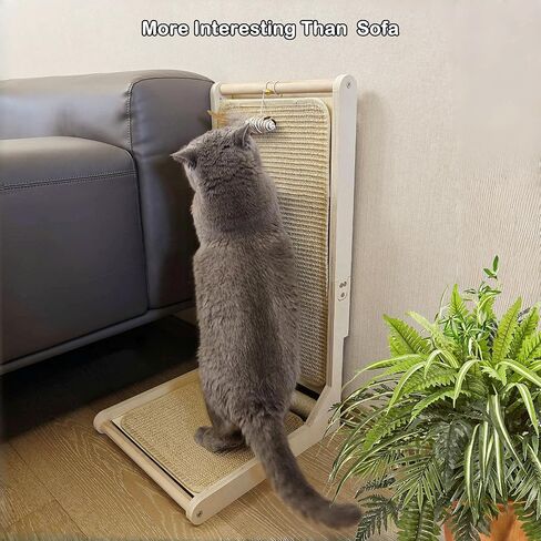 L Shape Cat Scratcher for Indoor Cats, 2 in 1 Cat Wall Scratching Board, 26 Inches Sisal Cat Scratcher, Floor Mounted Cat Scratching Pad with Mouse Toy and Catnip in Saudi Arabia