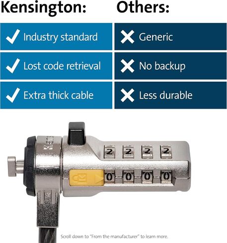 Kensington Combination Ultra Cable Lock for Laptops and Other Devices (K64675US),Silver in Saudi Arabia