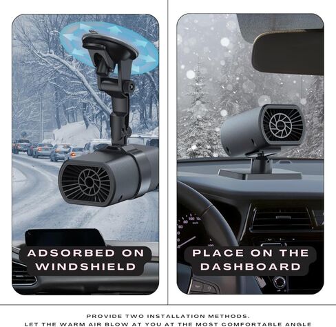 سخان سيارة محمول 12 فولت 200 وات، مزيل صقيع ومزيل ضباب سريع للمركبات، سخان 2 في 1 ومروحة اتجاه الرياح قابل للتعديل، حامل بالشفط أو لوحة القيادة، مثالي للقيادة في الشتاء in Kuwait