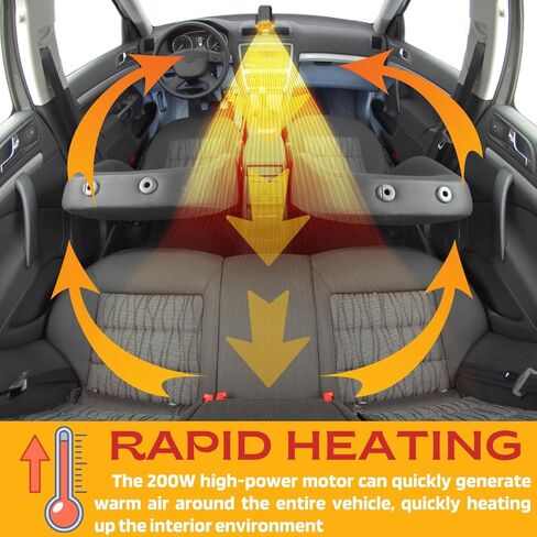 سخان سيارة محمول 12 فولت 200 وات، مزيل صقيع ومزيل ضباب سريع للمركبات، سخان 2 في 1 ومروحة اتجاه الرياح قابل للتعديل، حامل بالشفط أو لوحة القيادة، مثالي للقيادة في الشتاء in Kuwait