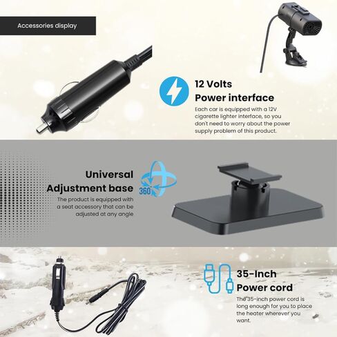 سخان سيارة محمول 12 فولت 200 وات، مزيل صقيع ومزيل ضباب سريع للمركبات، سخان 2 في 1 ومروحة اتجاه الرياح قابل للتعديل، حامل بالشفط أو لوحة القيادة، مثالي للقيادة في الشتاء in Kuwait