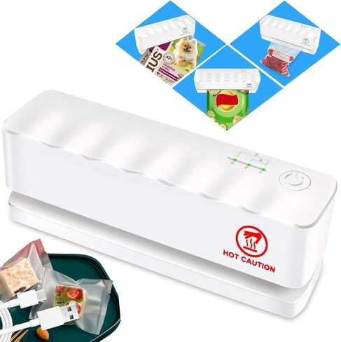 Bag Sealer - Mini Rechargeable Food Sealer Machine,5 Adjustable Gears Chip Bag Resealer,with 3000mAh Battery and 4.7" Heating Strip Seal for Vacuum Sealer Bags, Food Snack Bags Storage (White) in Saudi Arabia