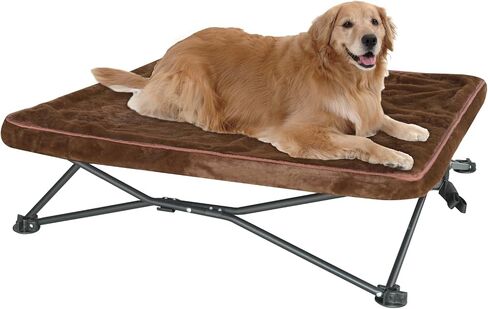 unp Outdoor Dog Bed - Portable, Elevated Camping Dog Cot for Indoor, Courtyard & Travel, Breathable Textilene Mesh, Comfortable with Removable & Washable Cover (Grey, L PRO) in Saudi Arabia