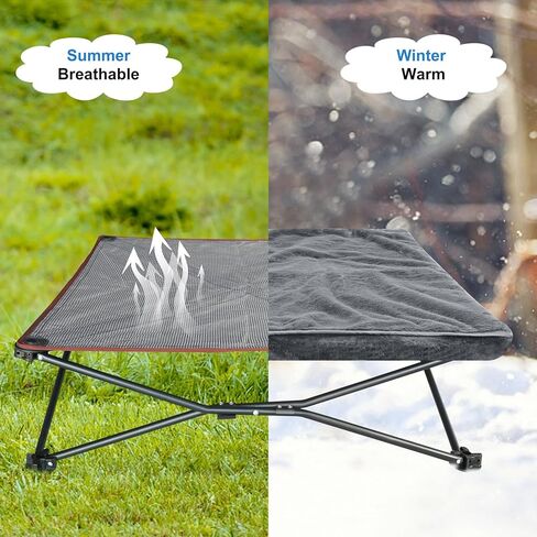 unp Outdoor Dog Bed - Portable, Elevated Camping Dog Cot for Indoor, Courtyard & Travel, Breathable Textilene Mesh, Comfortable with Removable & Washable Cover (Grey, L PRO) in Kuwait