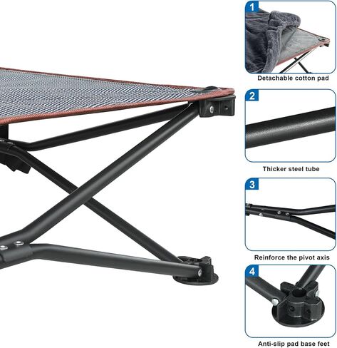 unp Outdoor Dog Bed - Portable, Elevated Camping Dog Cot for Indoor, Courtyard & Travel, Breathable Textilene Mesh, Comfortable with Removable & Washable Cover (Grey, L PRO) in Saudi Arabia