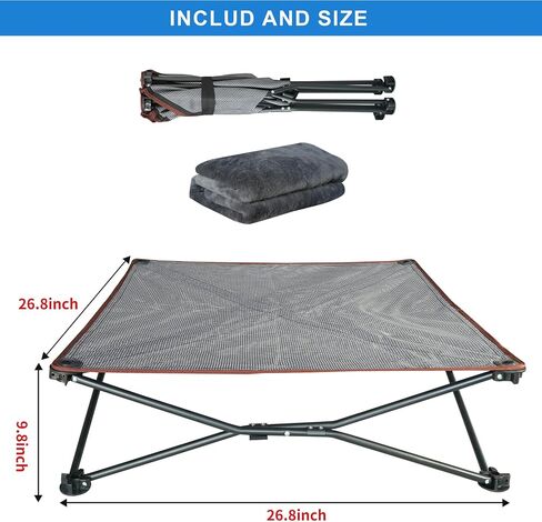 unp Outdoor Dog Bed - Portable, Elevated Camping Dog Cot for Indoor, Courtyard & Travel, Breathable Textilene Mesh, Comfortable with Removable & Washable Cover (Grey, L PRO) in Saudi Arabia