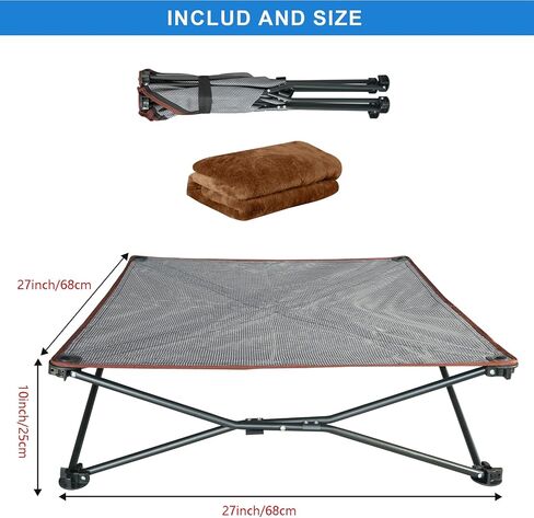 unp Outdoor Dog Bed - Portable, Elevated Camping Dog Cot for Indoor, Courtyard & Travel, Breathable Textilene Mesh, Comfortable with Removable & Washable Cover (Grey, L PRO) in Saudi Arabia