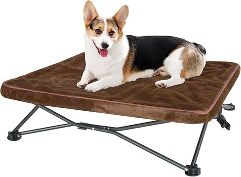 unp Outdoor Dog Bed - Portable, Elevated Camping Dog Cot for Indoor, Courtyard & Travel, Breathable Textilene Mesh, Comfortable with Removable & Washable Cover (Grey, L PRO) in Kuwait