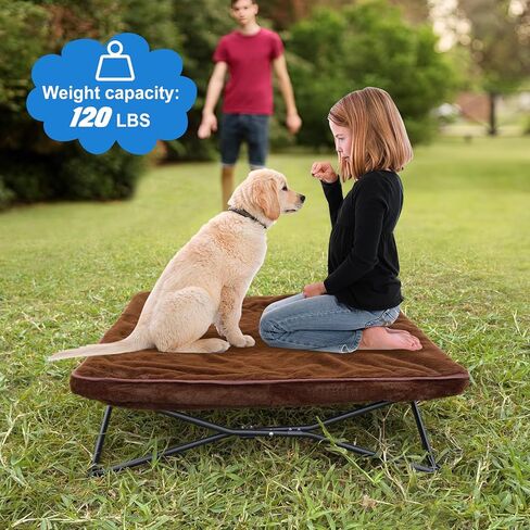 unp Outdoor Dog Bed - Portable, Elevated Camping Dog Cot for Indoor, Courtyard & Travel, Breathable Textilene Mesh, Comfortable with Removable & Washable Cover (Grey, L PRO) in Kuwait