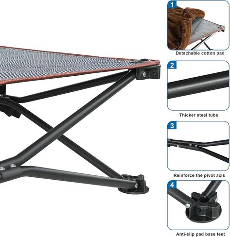 unp Outdoor Dog Bed - Portable, Elevated Camping Dog Cot for Indoor, Courtyard & Travel, Breathable Textilene Mesh, Comfortable with Removable & Washable Cover (Grey, L PRO) in Kuwait