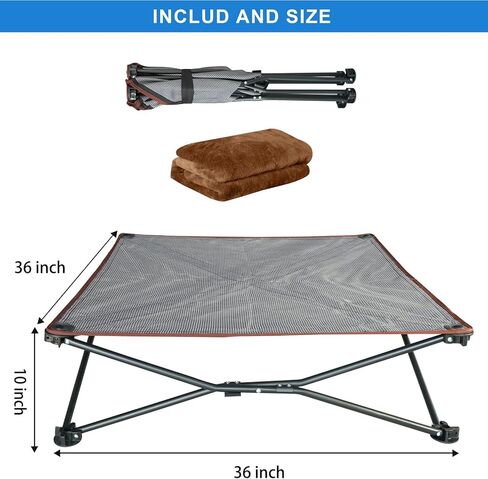 unp Outdoor Dog Bed - Portable, Elevated Camping Dog Cot for Indoor, Courtyard & Travel, Breathable Textilene Mesh, Comfortable with Removable & Washable Cover (Grey, L PRO) in Kuwait