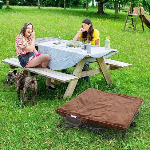 unp Outdoor Dog Bed - Portable, Elevated Camping Dog Cot for Indoor, Courtyard & Travel, Breathable Textilene Mesh, Comfortable with Removable & Washable Cover (Grey, L PRO) in Kuwait