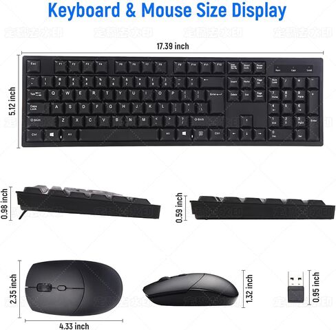 Wireless Keyboard and Mouse Combo-Full Size QWERTY Layout 2.4G Stereo Keycap Ergonomically Designed for Laptop,PC,Notebook,Windows,Computer Wired Numeric keypad,with USB-A&USB-C 2-in-1 Receiver in Saudi Arabia