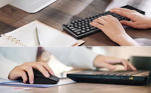Wireless Keyboard and Mouse Combo-Full Size QWERTY Layout 2.4G Stereo Keycap Ergonomically Designed for Laptop,PC,Notebook,Windows,Computer Wired Numeric keypad,with USB-A&USB-C 2-in-1 Receiver in Saudi Arabia
