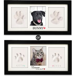 MYPAWLETS Paw Print Kit for Dog Cat,Pet Paw Print Impression Kit,DIY Dog Paw Print Kit Keepsake,Soft&Uncrackable Pawprint Clay,One Dog Pawprint Frame 2 Display Mats,Pet Lover Gifts-Black