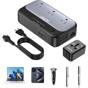 مجموعة محول جهد 220 فولت إلى 110 فولت، محول LENCENT موجة جيبية نقية 250 وات للسفر الأوروبي، محول طاقة دولي 3 منافذ تيار متردد، محول قابس الاتحاد الأوروبي/المملكة المتحدة/الاتحاد الأفريقي/الولايات المتحدة مع 2 USB 2 نوع C in Kuwait