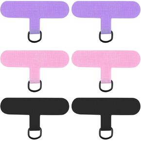 6 Pack Phone Lanyard Patch Pad Phone Tether Tab Cell Phone Lanyard Patches Phone Patch for Strap Universal Phone Tether Tabs Safety Phone Lanyard Replacement Part without Adhesive (Purple Pink Black)