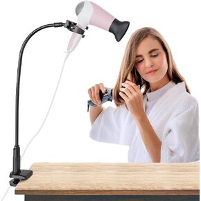 Linkidea Hands Free Blow Dryer Holder, Stainless Steel Grooming Dryer Hose Stand, Adjustable Hair Dryer Clamp Mount for Dog Pet Grooming Table Countertop (Black)