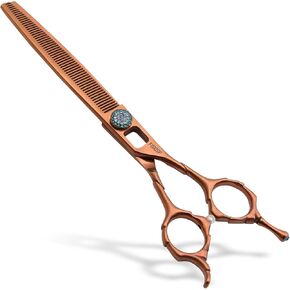 Curved Dog Grooming Scissors 7'' Downward 30° Professional Pet Grooming Trimming Shears for Dogs Suzhi Teddy High Cobalt Alloy Steel for Right Handed Groomers (7, Chocolate Curve)