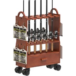 Fishing Rod Holders for Garage, 360 Degree Rotating Fishing Rod Holder Fishing Pole Holders, Fishing Pole Rack Holds up to 10 Rods, Fishing Gear Storage Organizer, Fishing Gifts for Men