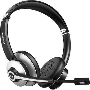 Wireless Headset, Bluetooth Headphones with Microphone Noise Canceling & Mic Mute, Multipoint Connect Wireless Headset with Mic for Work/Smartphone/Laptop/Computer/Zoom/Teams/Home