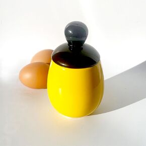 AggCoddler - Scandinavian Porcelain Egg Coddler with Simple Lid - Minimalist Design Egg Poacher Cooker for Quick and Easy Breakfast or Elegant Display - Karin A, Small, Yellow