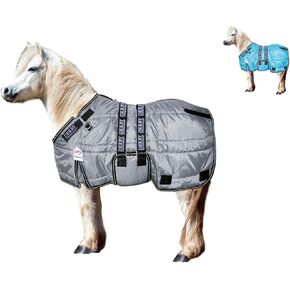 Derby Originals Nordic Tough Closed Front 420D Water Resistant Winter Mini Horse and Pony Stable Blanket 200g Medium Weight, Hurricane Blue, 62"