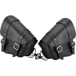 GARGOYLE BELLS Motorcycle Saddle Bags Solo Swing Arm Bag For Sportster Softail PVC Waterproof Motorcycle Luggage Bags for Motorcycle or Bike (Left Side, Black PVC)