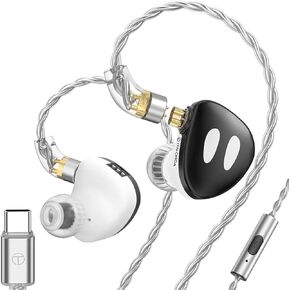 FEDAI TRN ORCA IEMS HiFi Earphone，LCP Diaphragm 10mm Dual-Magnet Dynamic Unit Adjustable Dynamic in-Ear Earphone Wired Earbuds with Detachable Cable for Musicians Audiophiles（No Mic）