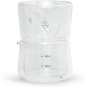 HMM Gaze Dripper & Pot - Pour Over Coffee Maker, Brews 1-2 Cups, Double Wall Glass Construction, Aesthetic Helix Design, Essential for Drip Coffee Lovers