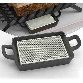 Cast Iron Firestarter Tray, Heavy Duty Cast Iron Pan with Porous Ceramic Stone for Firestarting & Fire Lasting, Fire Starter Tray for Fireplace Grates, Fire Pits, Grills, Wood Stoves