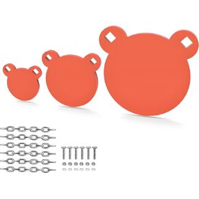 AR500 Steel Targets for Shooting, Add on Metal Targets Chains, AR500 Steel Gong Target Combo - Laser Cut - Neon Color