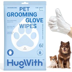 Pet Grooming Glove Wipes, Dog and Cat Cleaning Wipes for Fur, Paws, Butt, Puppy and Dog wet wipes, Hypoallergenic Deodorizing with Natural Sunshine Oat Extract, On-the-Go Freshness, Fast clean