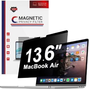 FiveBox 1Pack Magnetic Privacy Screen Protector for Macbook Air 13.6 Inch (2022 2023 2024 M2 M3), Removable Monitor Privacy Filter Shield for Mac Air 13.6in Laptop Computer