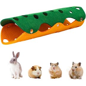 Guinea Pig Tunnel Pineapple-Themed Felt Material Washable Guinea Pig Cage Accessories Small Animal Toy Chinchillas Hamsters Hedgehogs Tunnel Hideout Easy to Assemble（ Green and Orange）