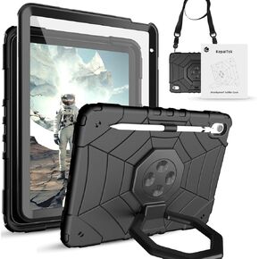 Case for iPad 10th Generation 10.9 Inch 2022, 360°Rotate Stand iPad 10th Generation Rugged Shockproof Cover with Screen Protector, Pencil Holder and Shoulder Strap for Kids (Red)