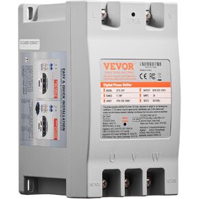 VEVOR Single Phase to 3 Phase Converter - 5HP 15A Digital Phase Shifter for Residential and Light Commercial Use, 220V-240V Input/Output (One Converter for One Motor Only)