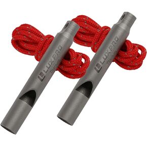 LUXPRO LP73 Ultra-Light Titanium Whistle - Loud Metal Whistle for Safety, Emergencies, Camping, Hiking, Sports & More - Includes Lanyard