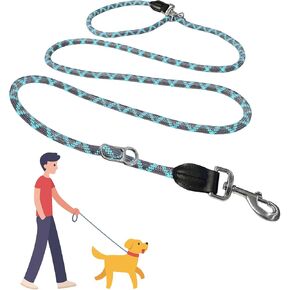 8.5ft Hands Free Dog Leash Multifunctional Crossbody Rope Reflective Dog Rope Adjustable Waist Highly Reflective Threads Dog,for Small Medium and Large Dogs(Gray Blue,12mm)