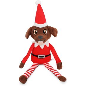 Pooch on a Perch Christmas Dog Toy | Cute & Funny Plush Elf with Squeaker & Crinkle Paper – Perfect Dog Stocking Stuffer – Christmas Dog Toys