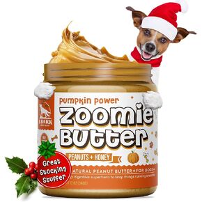 Pumpkin Power Dog Peanut Butter Spread, All Natural Dog Treat. Human Grade, Healthy Dog Food, Peanuts & Pumpkin for Shiny Coat, Digestion & Fiber, Pet Enrichment Toys, USA Grown & Made