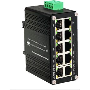 Mini 10 Ports PoE+ Gigabit Ethernet Switch - Industrial-Grade Unmanaged Network Switch with 8 PoE & 2 Uplink Ports,Plug and Play,Din Rail Mount PoE Switch (-40 to 176°F) Ideal for CCTV IP Cameras