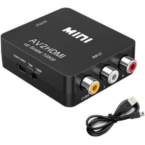 Gamer Gear RCA to HDMI Adapter, Compatible with PS1, PS2, Wii, SNES, N64, Xbox, DVD, VHS, VCR - AV to HDMI Converter, Supports PAL/NTSC - 1080P HDMI Output with USB power cable