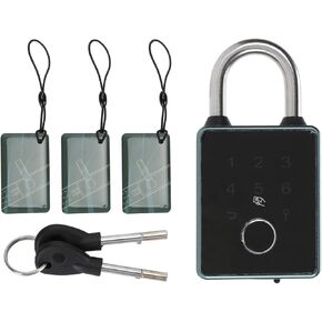 Smart Fingerprint Password Padlock Card APP Key Access Theft Proof Waterproof Keyless Entry Electronic Lock for Outdoor Fence Gate Garden Gates Toolboxes (TUYA)