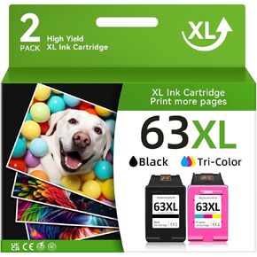63XL Printer Ink Compatible for HP 63XL Ink Cartridges Combo Pack Black and Color Compatible for HP Ink 63 Fit for Officejet 3830 4650 5255 5258 Envy 4520 3634 Deskjet 1112 2132 3630 Printer