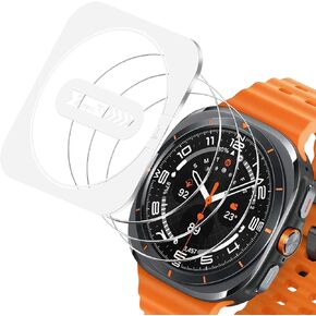 OMOTON 3 Pack Screen Protector for Samsung Galaxy Watch Ultra 47mm, Tempered Glass Screen Protector with Automatic Alignment Tool kit, HD Clear, Anti Scratch, Auto Installation