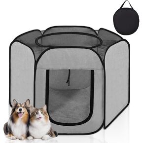 Cat Playpen for Indoor Cats Enclosed, Portable Dog Playpen Outdoor Tent Crate Cage with Zipper Top Cover Door for Kitten Puppy Outside，Warming Cat House with Soft Sides